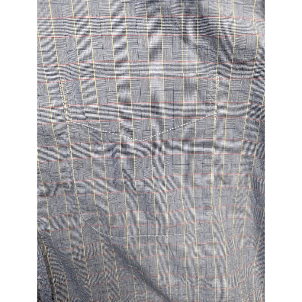 Paul Fredrick Mens Blue Plaid‎ Cotton Broadcloth Button Down Shirt 17.5 33 USA - Picture 3 of 11